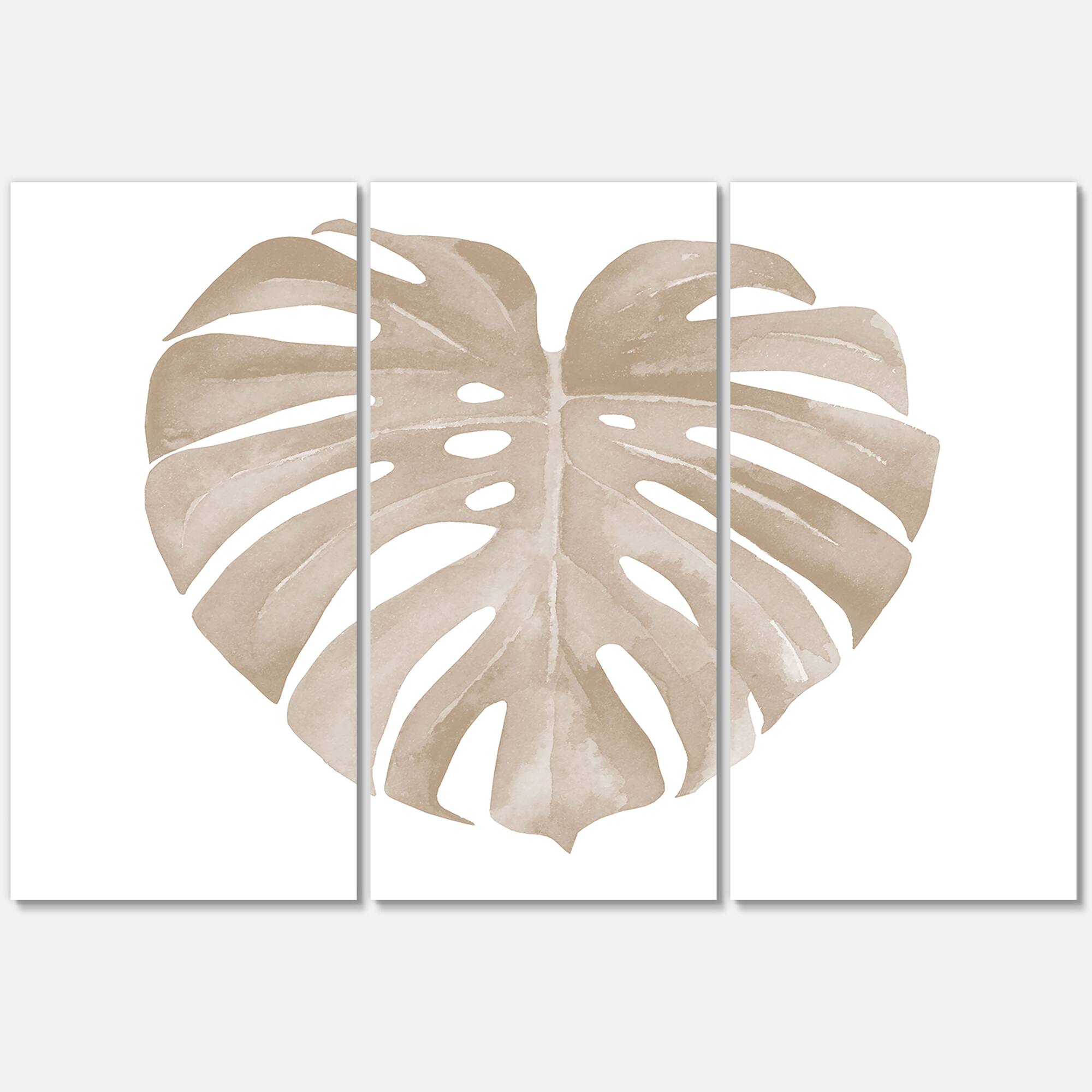 Designart - Ivory Pastel Monstera Heart Shaped Tropical Leaf